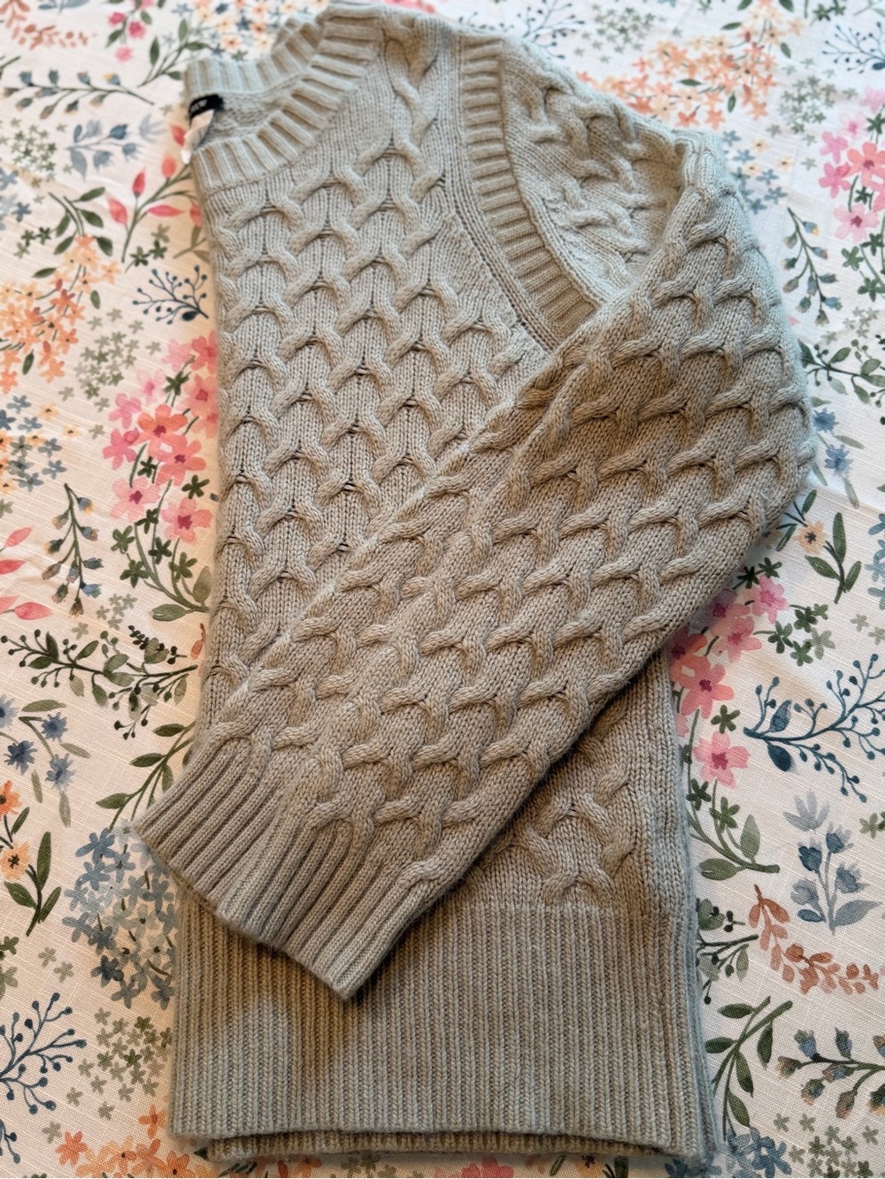 J. Crew Cable Knit Crewneck Sweater — Light sage color